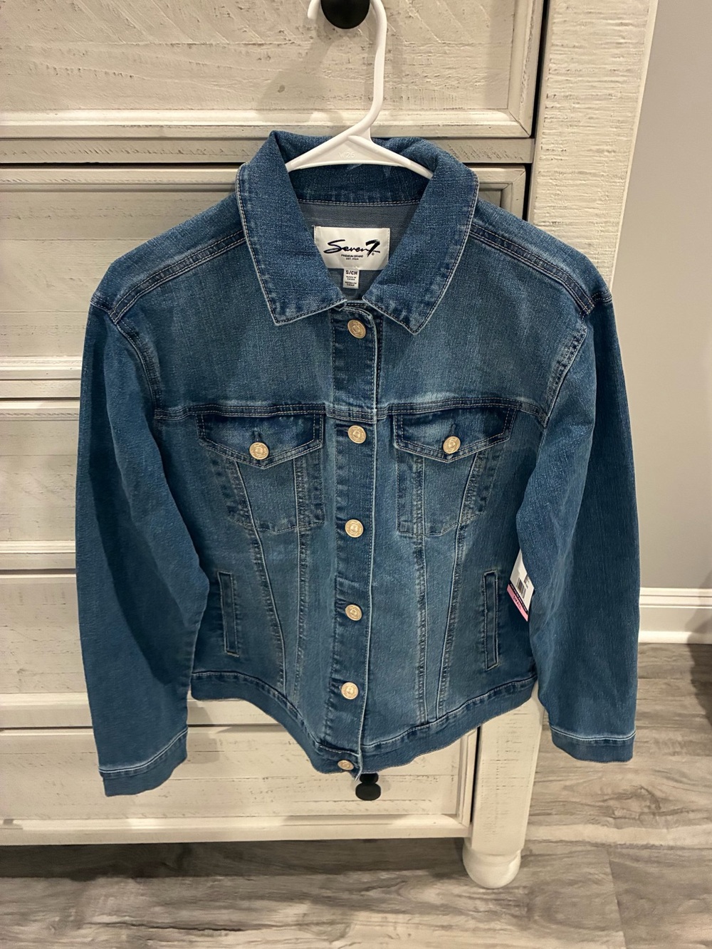 Seven7 Medium Blue Denim Jacket with Button Front
